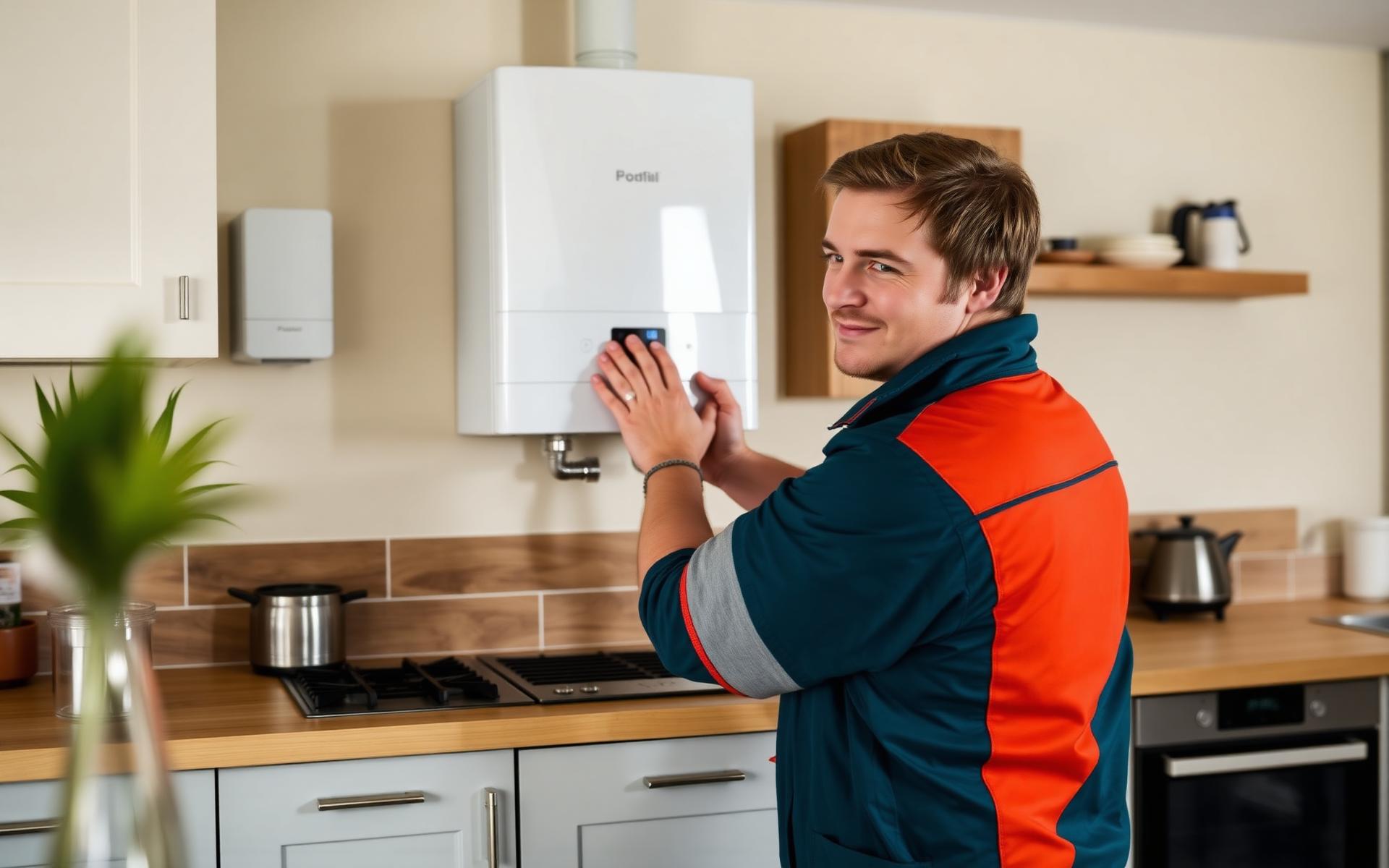 Zext heating engineer installing a combi boiler in a Glasgow home